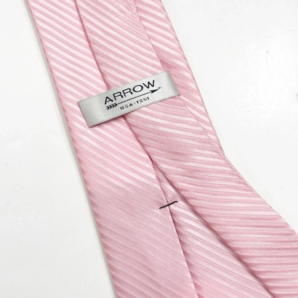 Arrow pink striped 100% silk standard tie